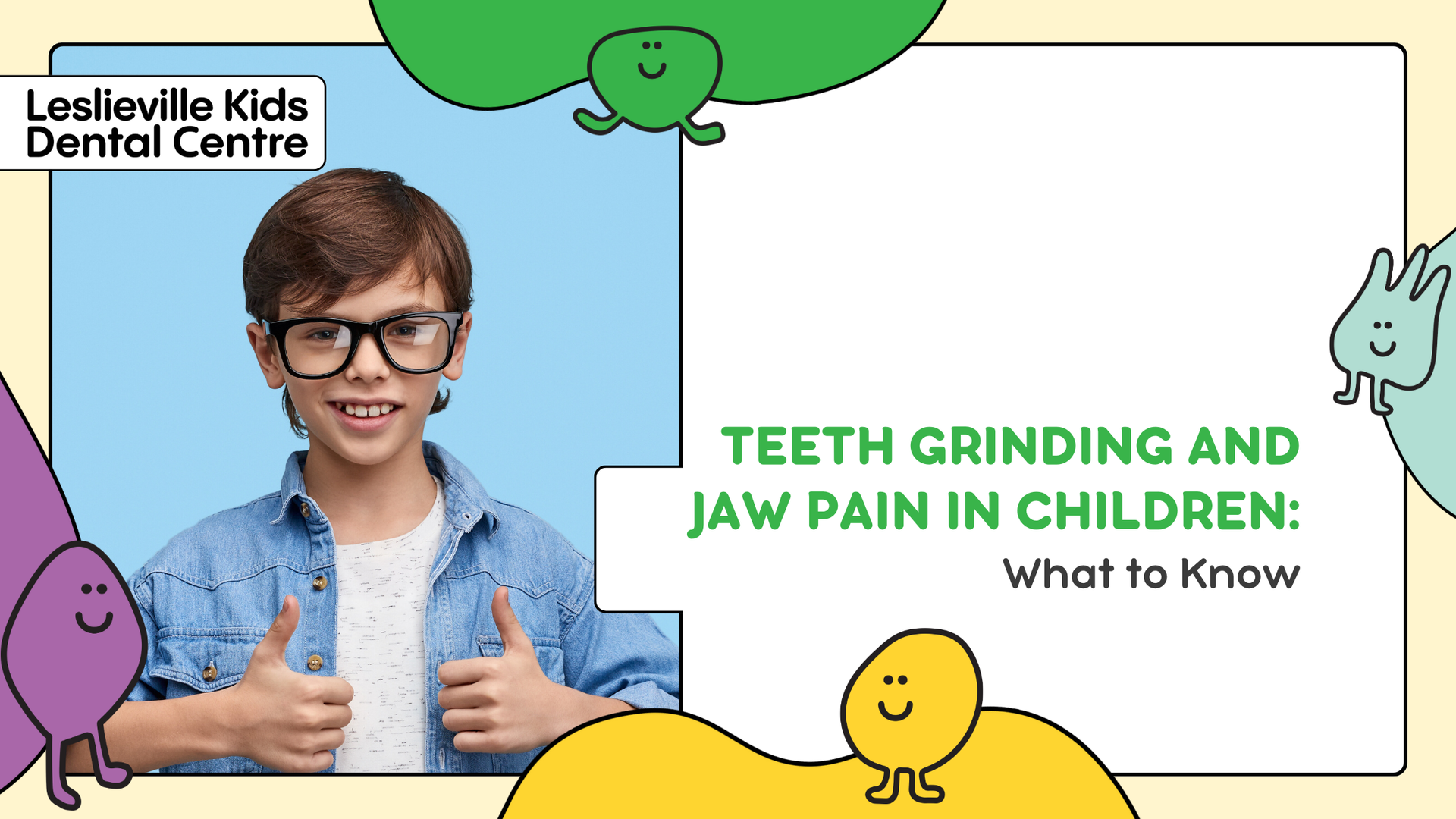 A boy wearing glasses is giving a thumbs up.