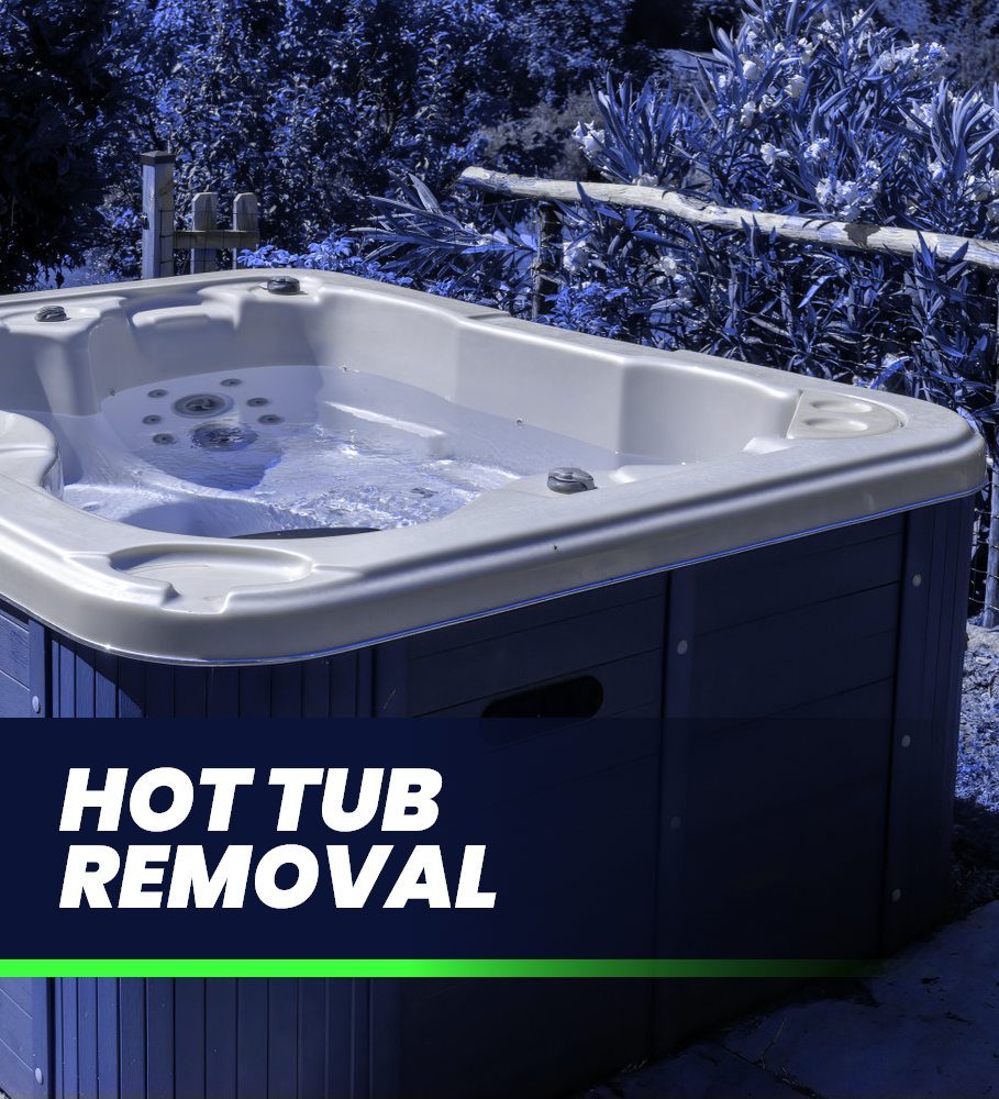 a blue hot tub with the words hot tub removal on the bottom