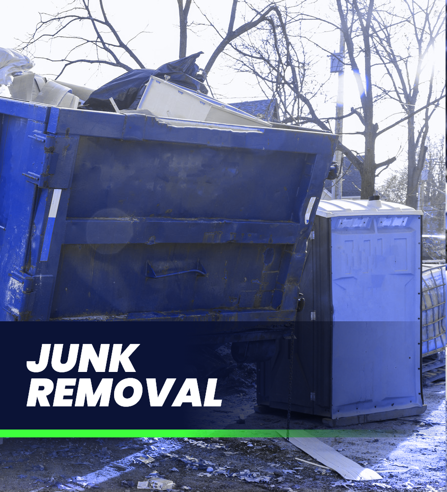 a blue dumpster is sitting next to a blue container .