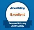A badge that says Avvo rating excellent featured attorney child custody.
