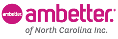 Ambetter of North Carolina Inc. logo in magenta and gray on a white background