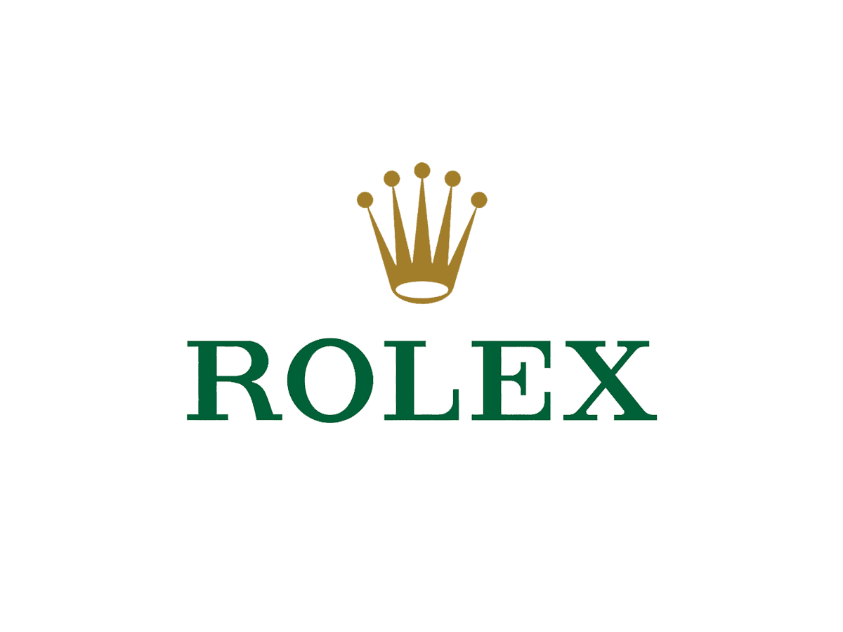 Il logo Rolex è verde e oro con una corona sopra.