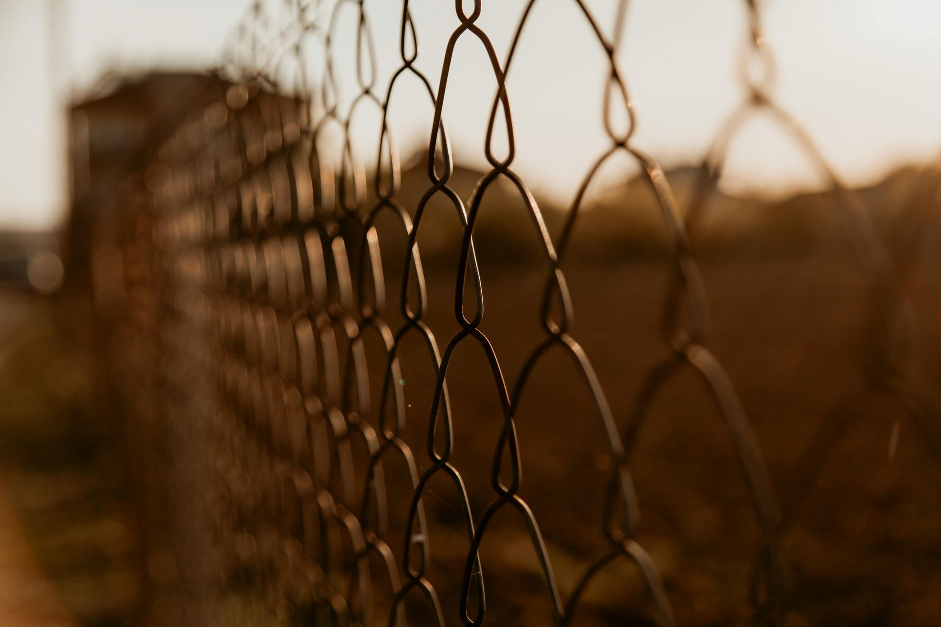 Chain link fence at sunset in Royal Oak Michigan