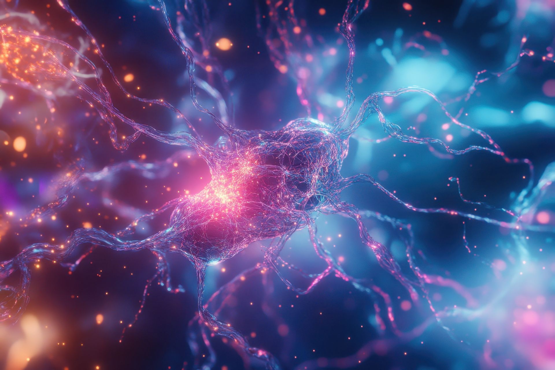 Illustration of active brain neurons highlighting neural pathways