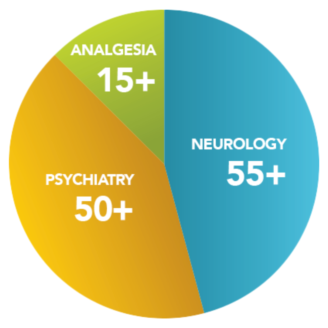 A pie chart showing the number of people in each age group