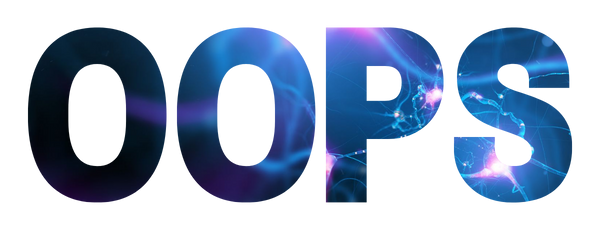The word oops is displayed on a white background