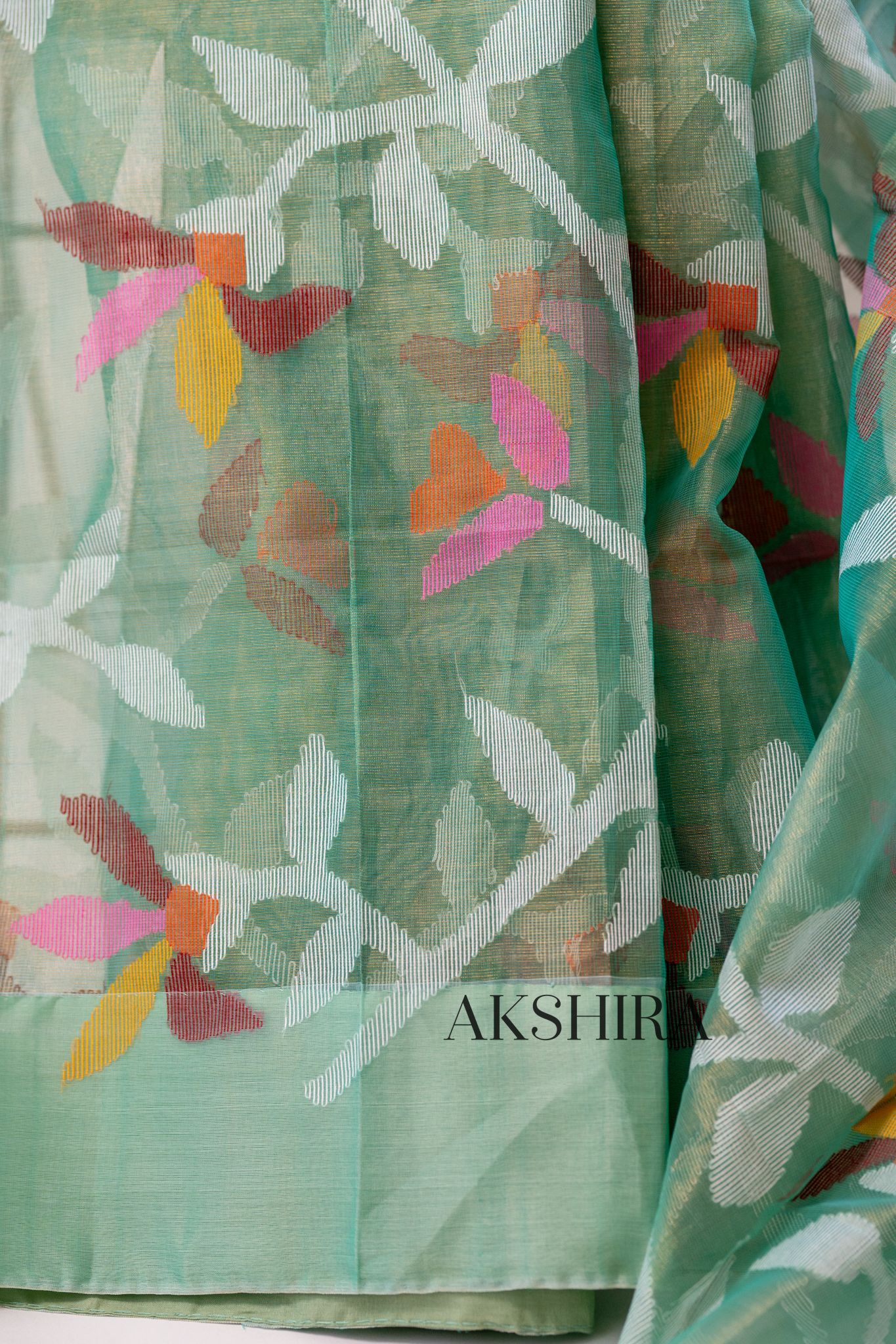 SA0058:Mint Green Jamdani Saree