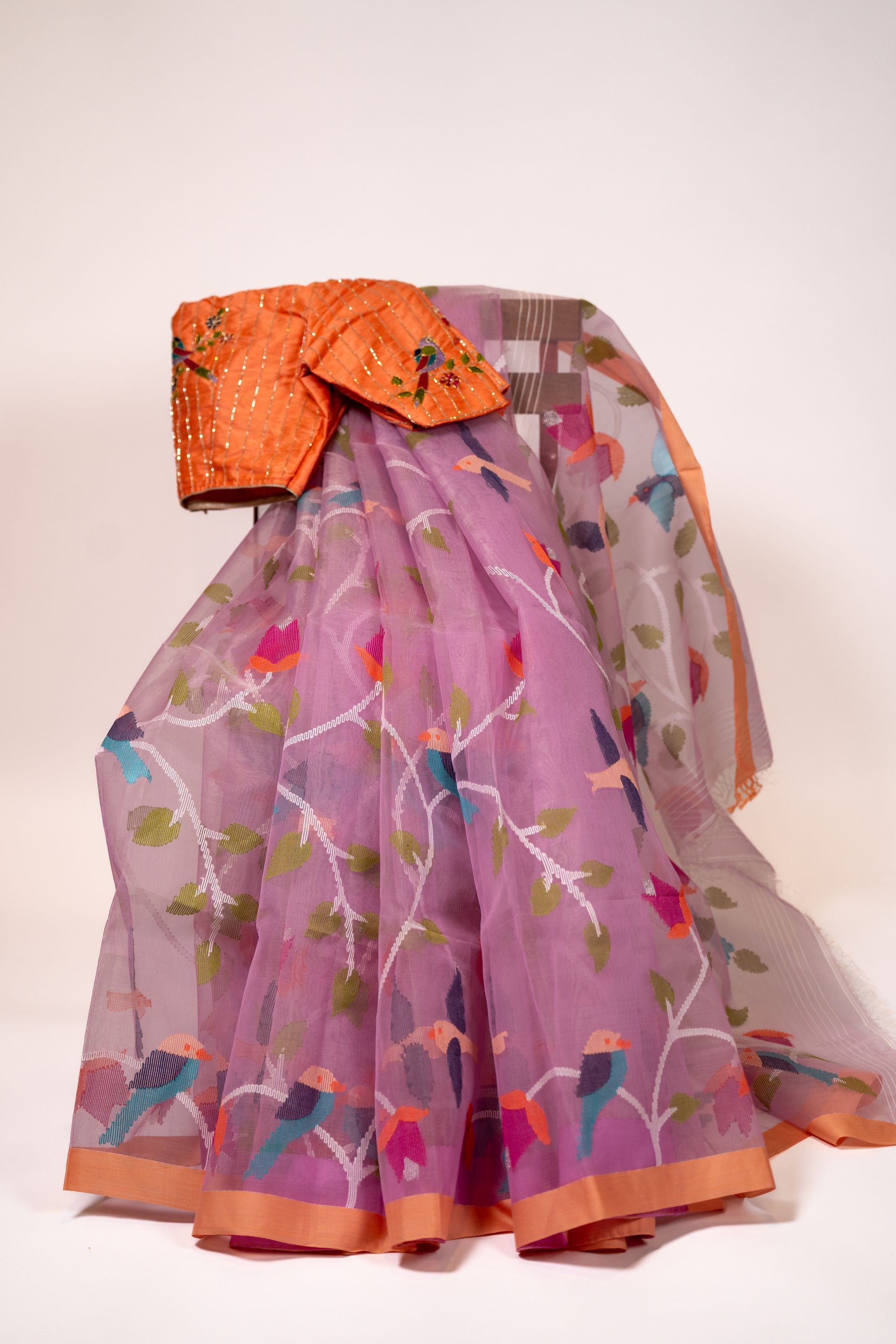 SA0063:Lavendder purple jamdani saree