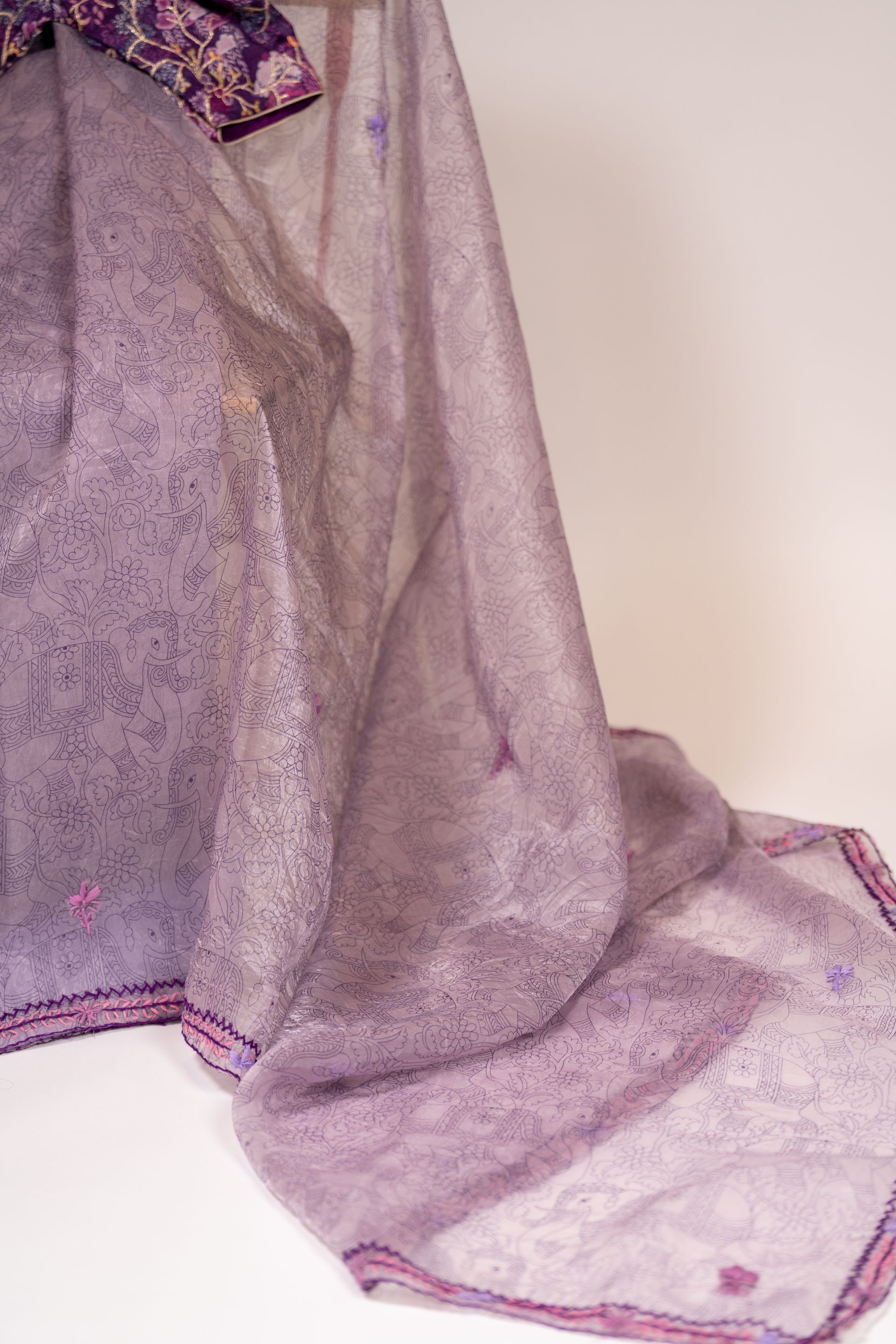 SA0012:Dove Purple Glass Tissue Saree