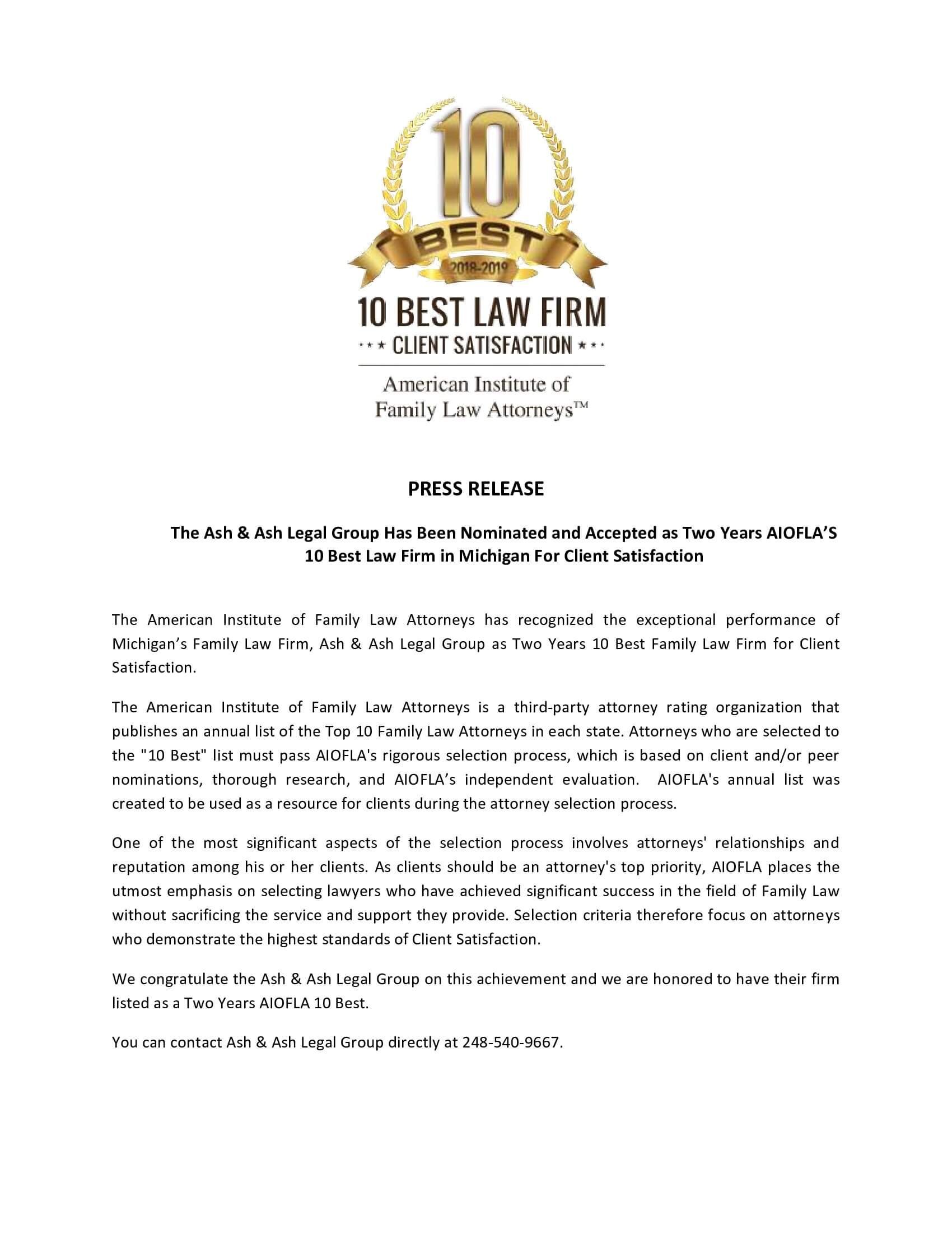 10 Best Law Firm for Client Satisfaction
