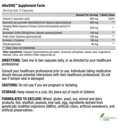 AllerDHQ (Allergy Formula)- 120 veg caps