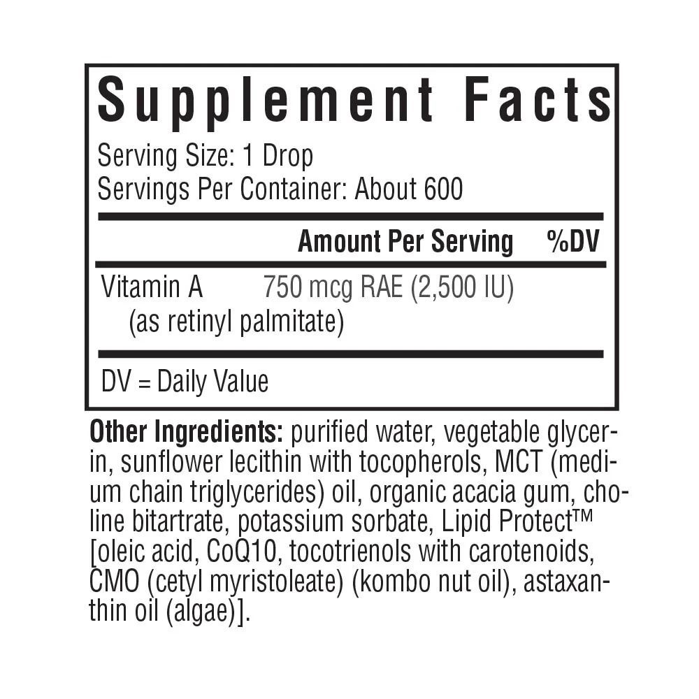 Vitamin A Drops- 600 servings- 1 floz / 30 ml