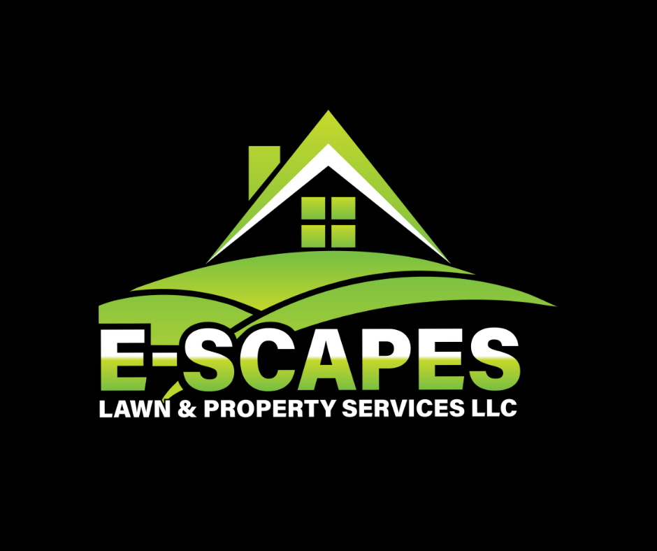 Man mowing a green lawn in front of a house on a sunny day.