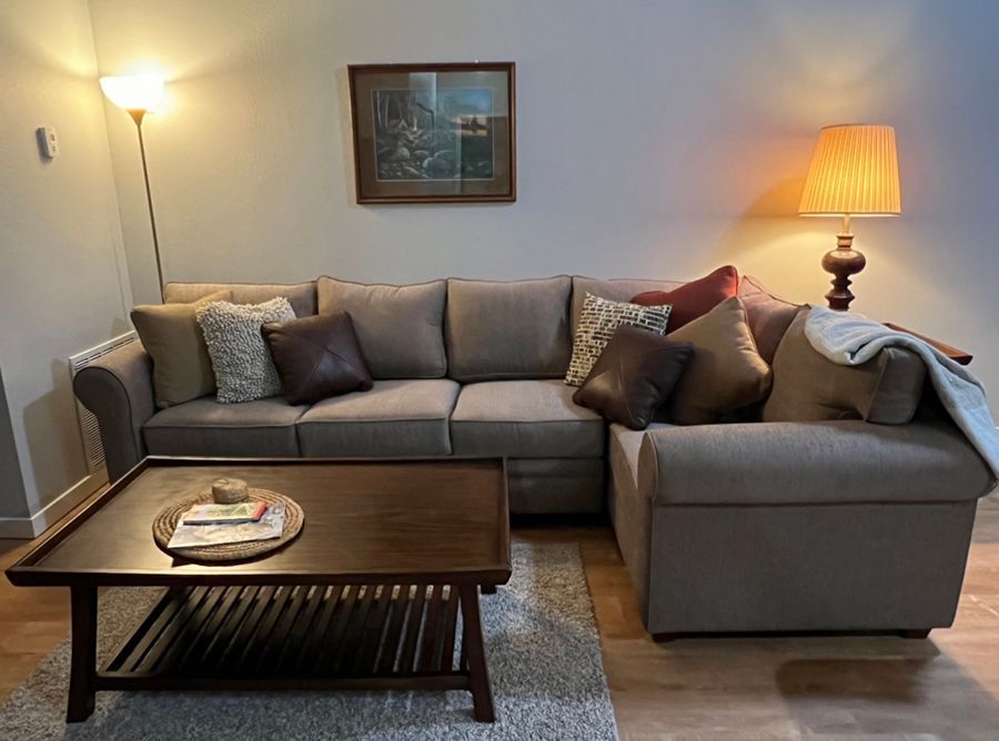 large sectional and coffee table