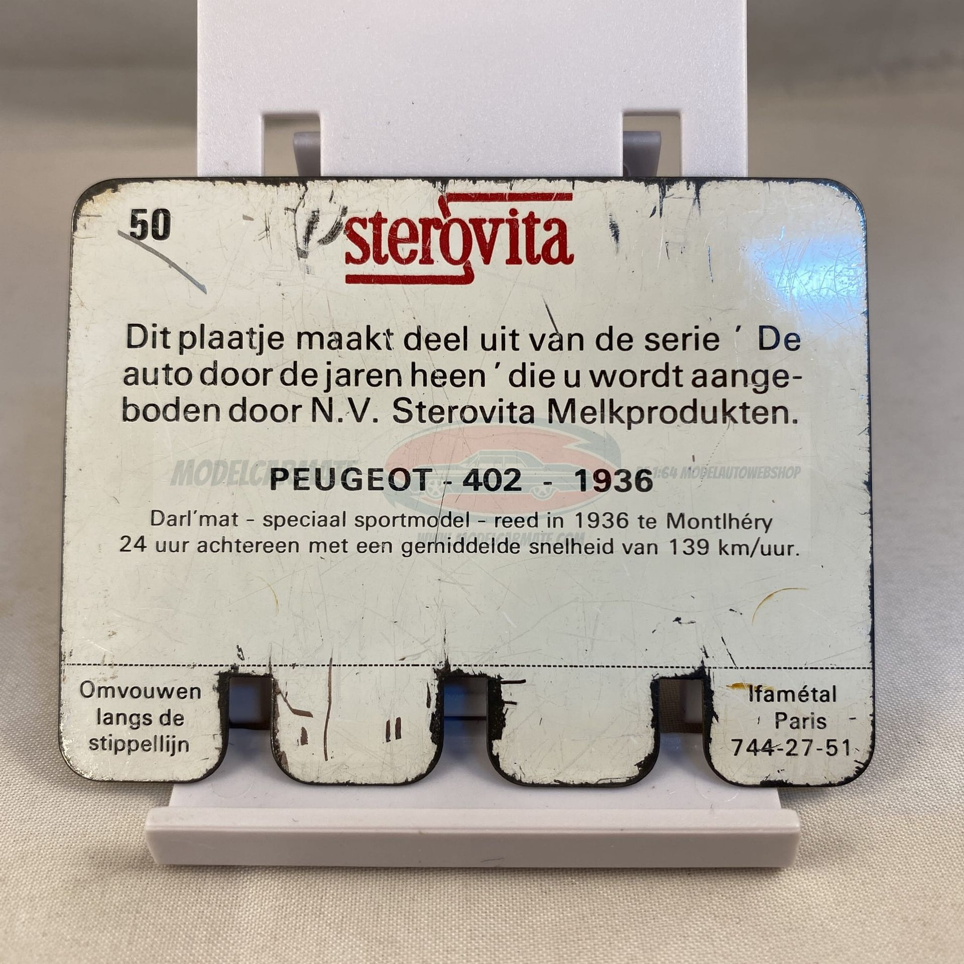 Sterovita Plaatje #50 Peugeot - 402 - 1936