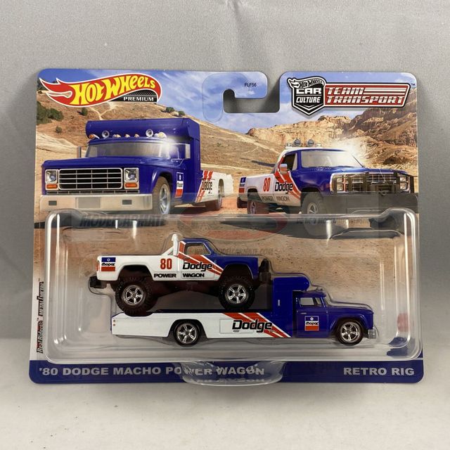Hot Wheels Team Transport '80 Dodge Macho Power Wagon 1/64 Scale Car & Hauler 2-Pack - View #9