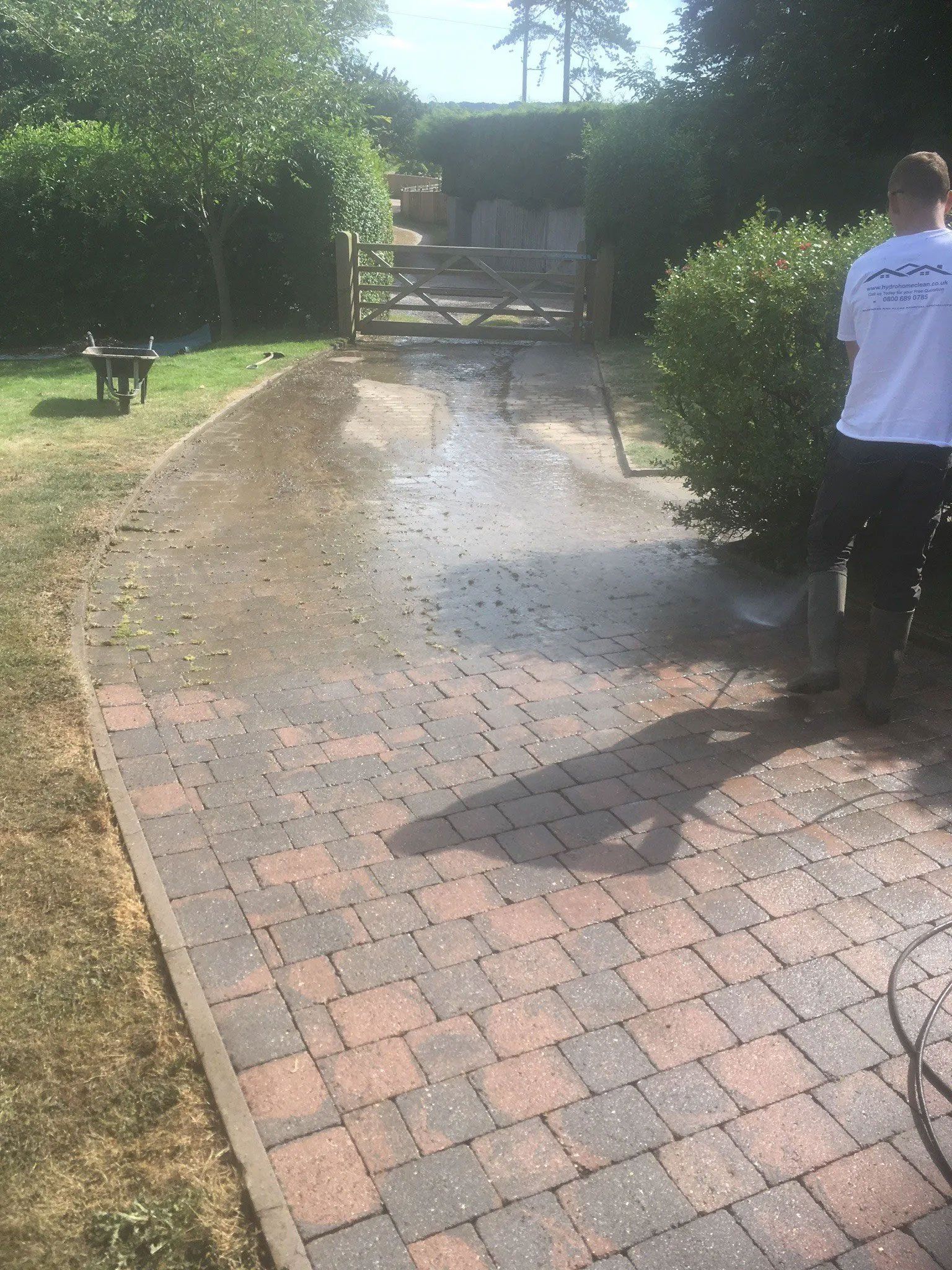 Driveway before being cleaned