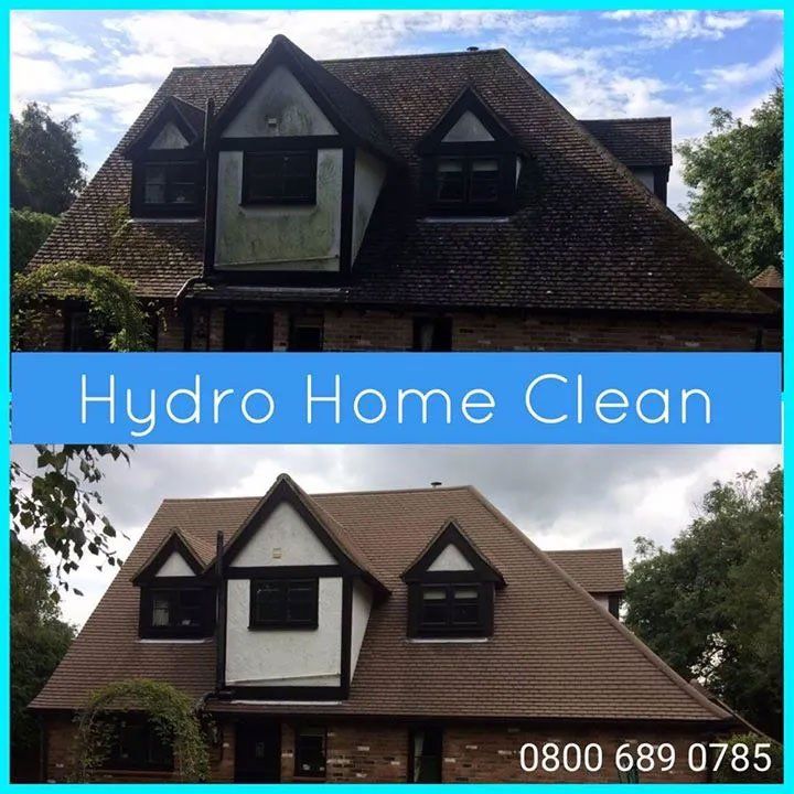 Roof before and after being cleaned