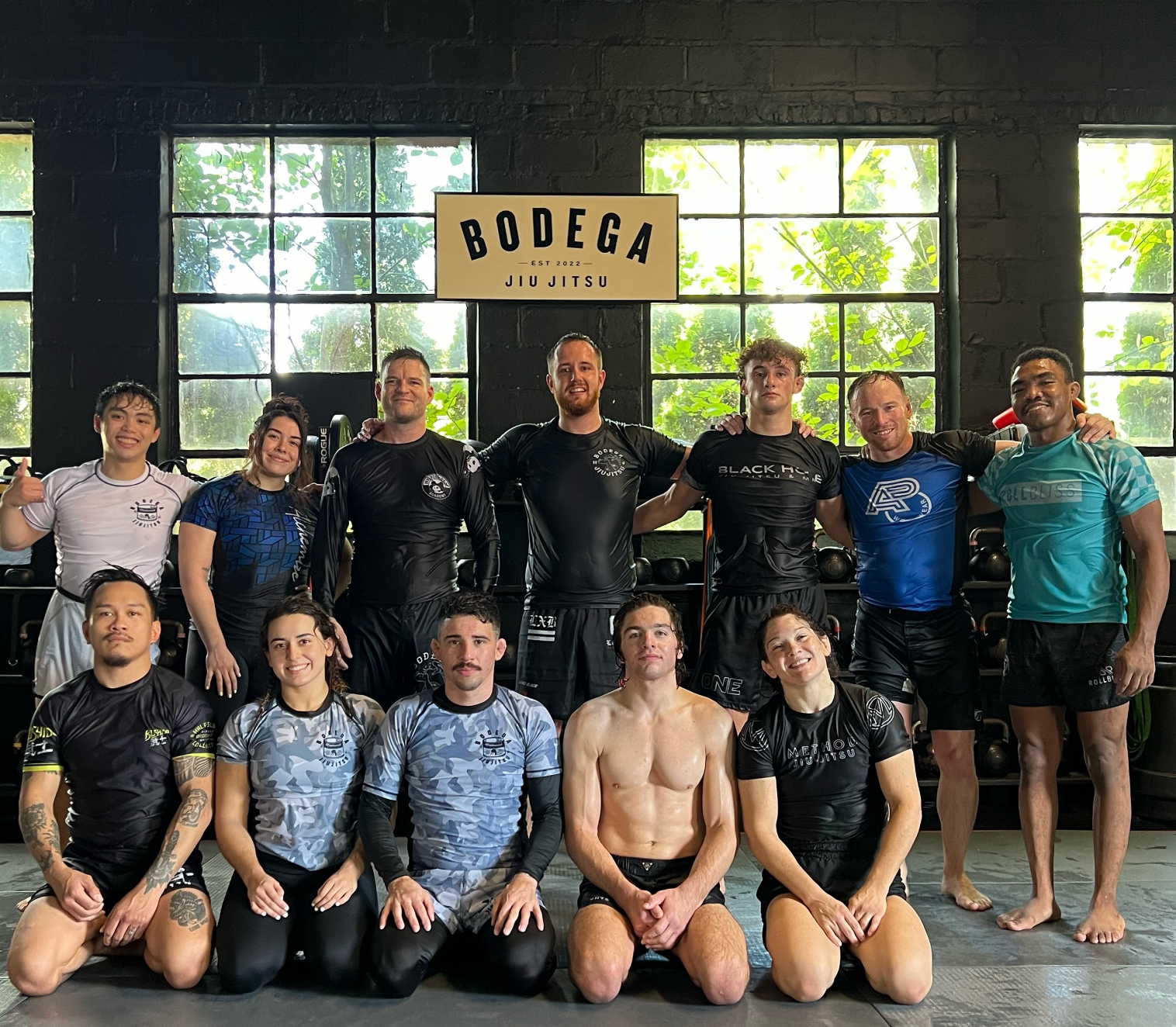 Adults practicing grappling drills at Bodega Jiu-Jitsu in Maplewood, NJ to build confidence and fitness.