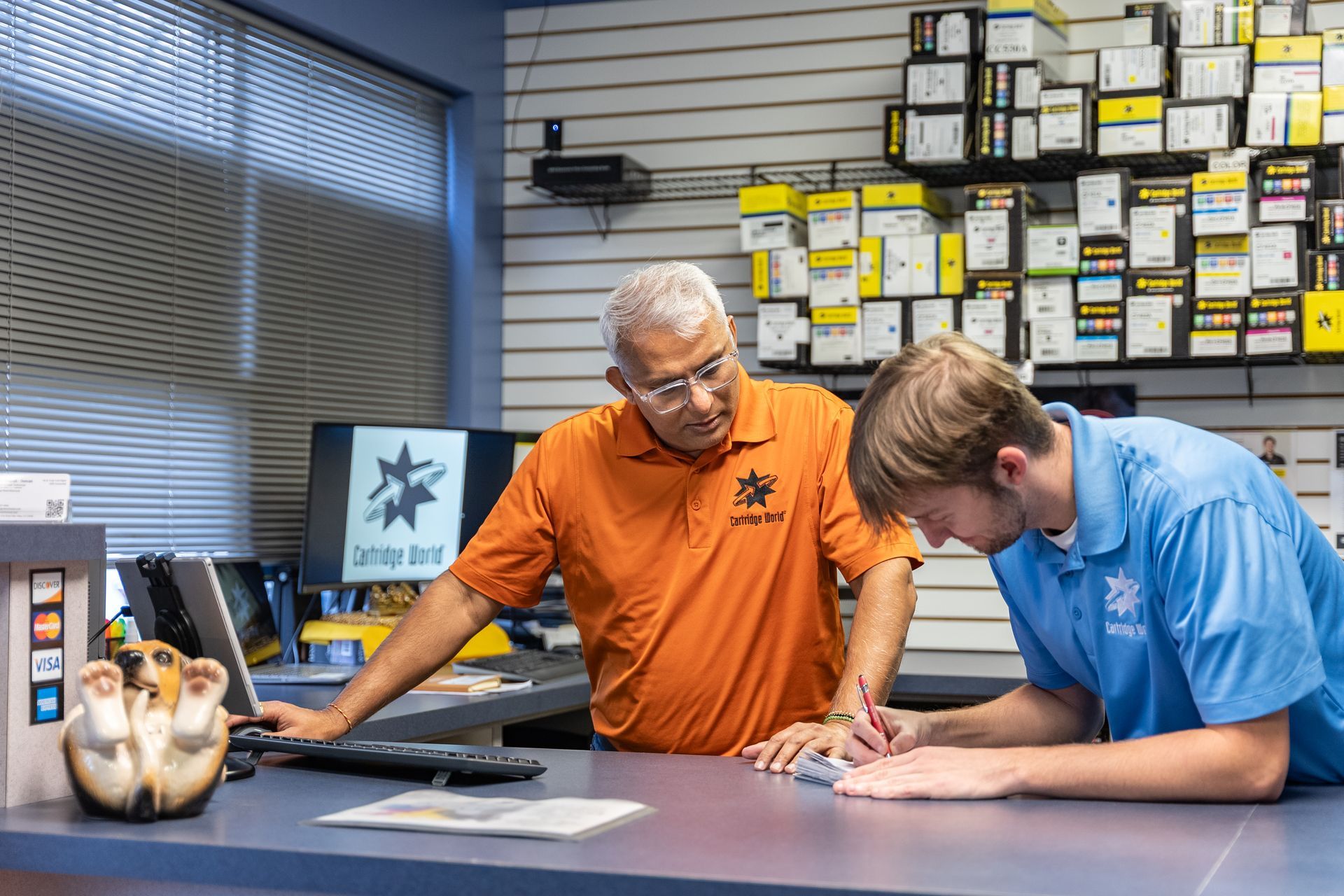 A person is holding a small plant in their hands.