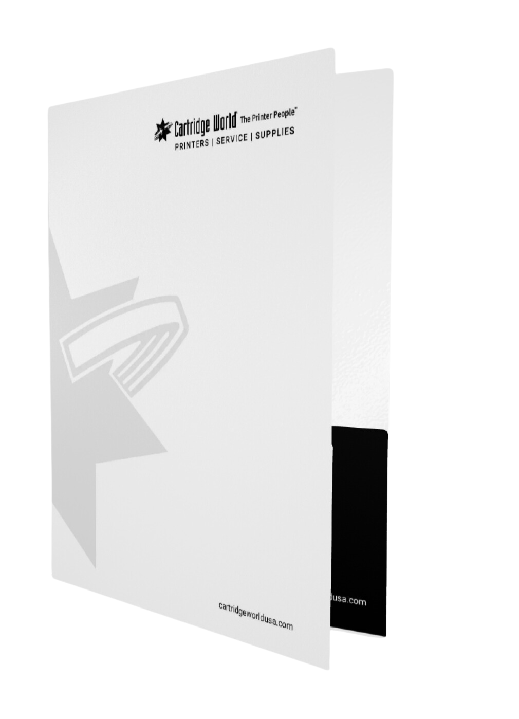 A white folder with a black star on it