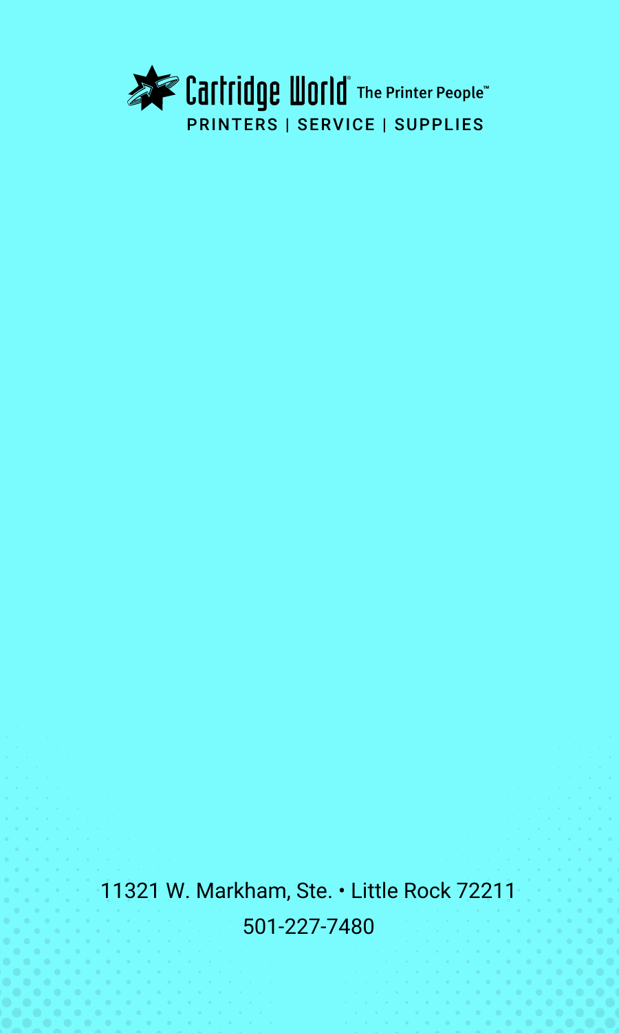 A blue background with the words cartridge world on it