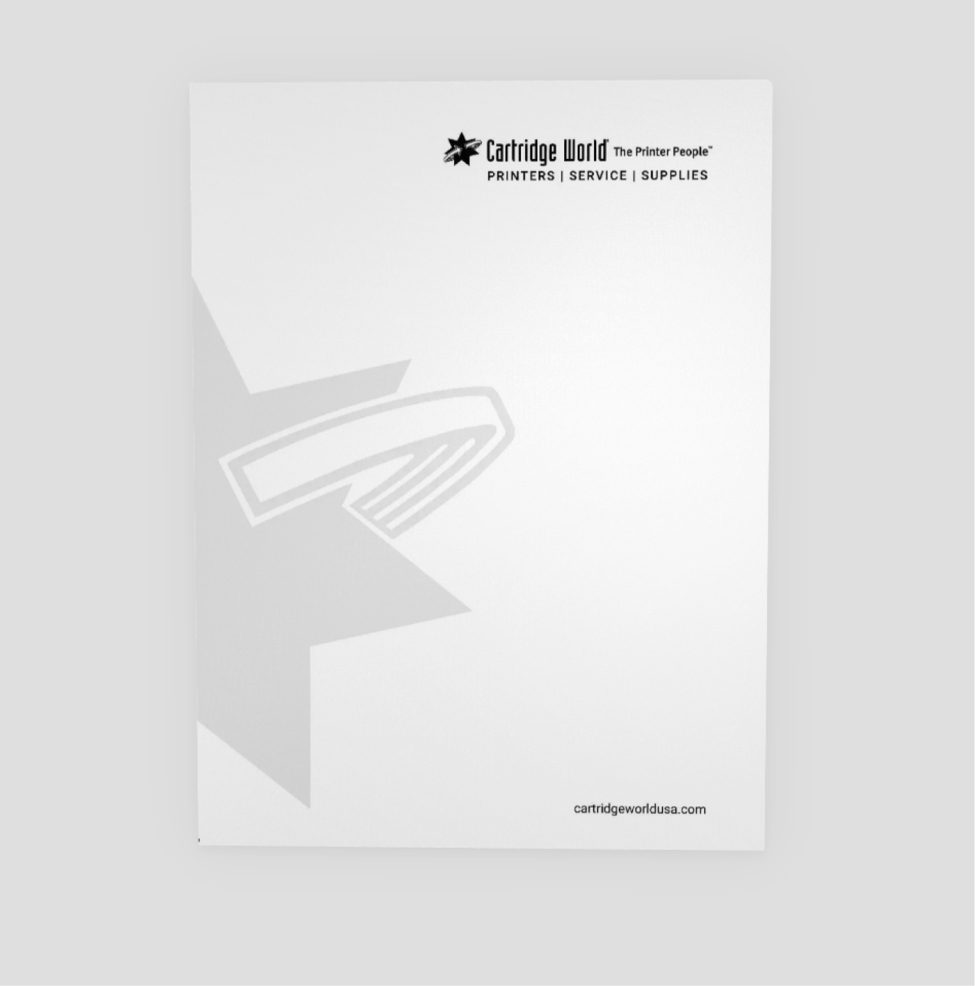 Cartridge World letterhead with a logo and stylized star graphic.