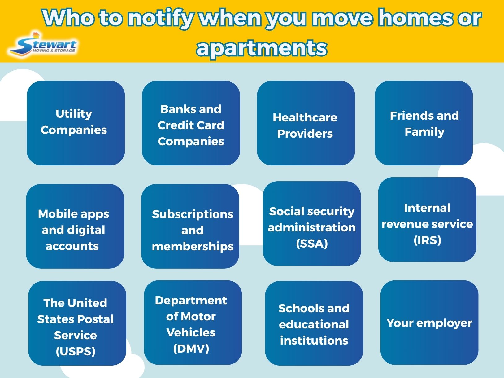 Who to notify when you move homes or apartment