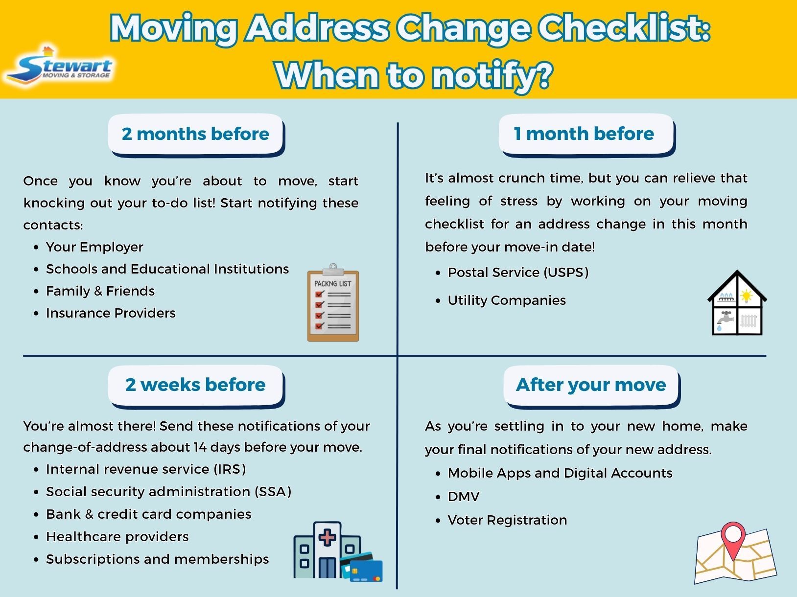 moving address change checklist: when to notify