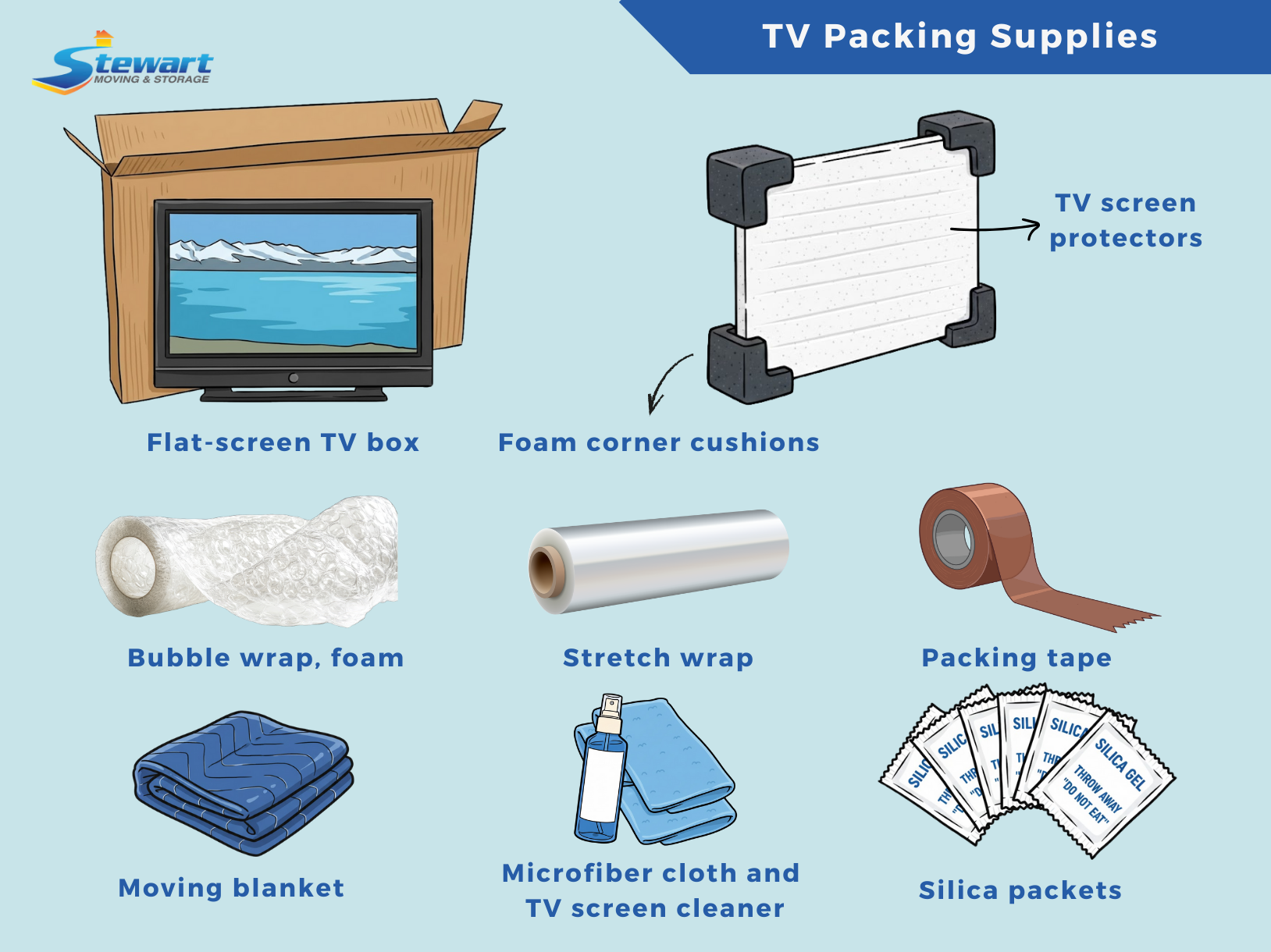 prepare tv packing supplies