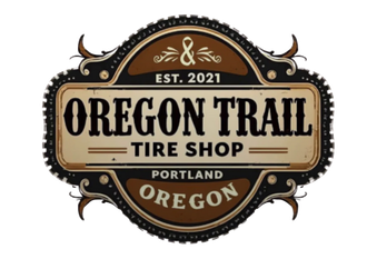 The logo for the oregon trail tire shop in portland oregon