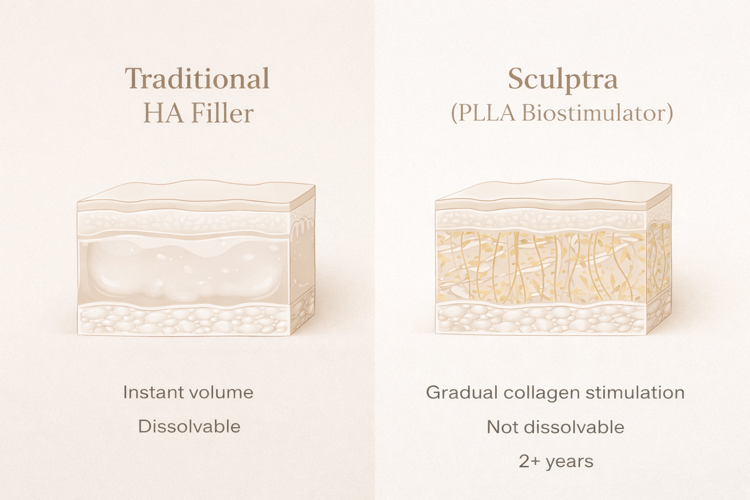 sculptra treatment vs. traditional HA filler treatment