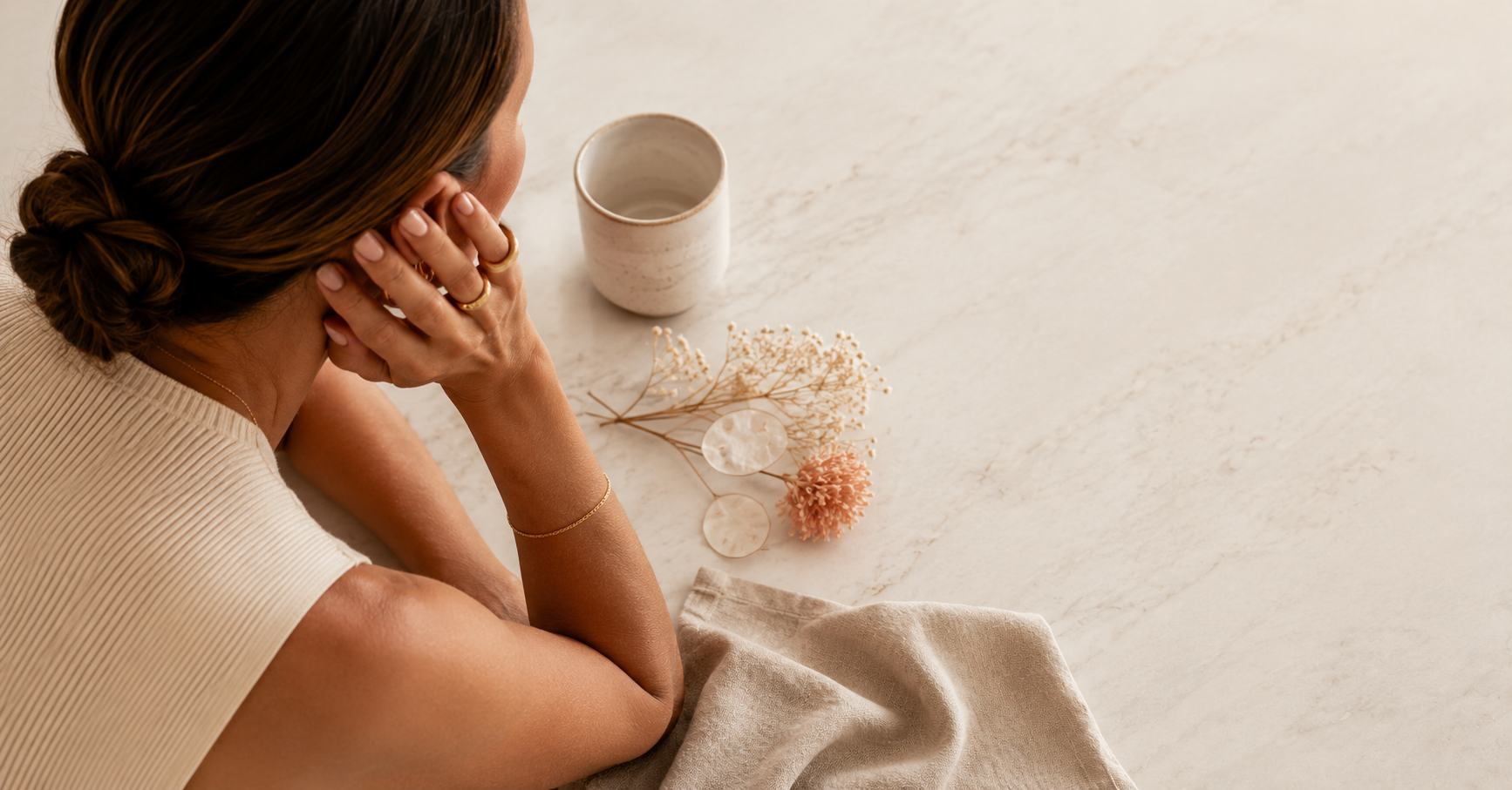 Elegant lifestyle composition representing personalized aesthetic wellness and Sculptra treatment