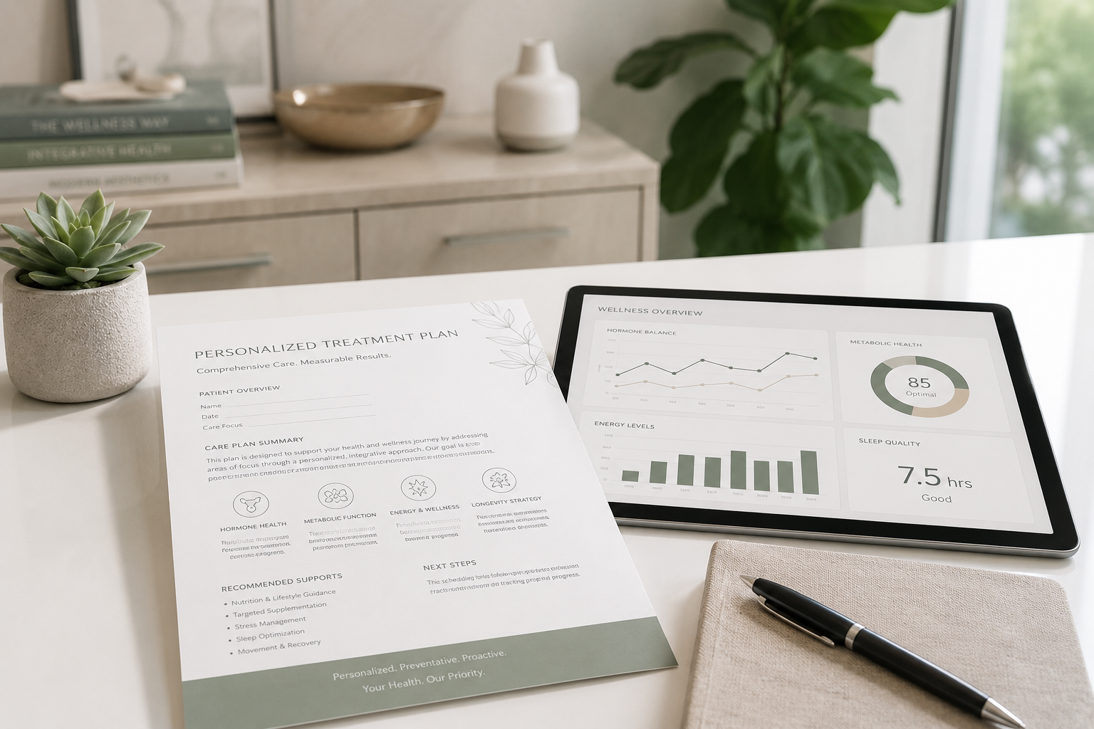Desk with information about semaglutide costs