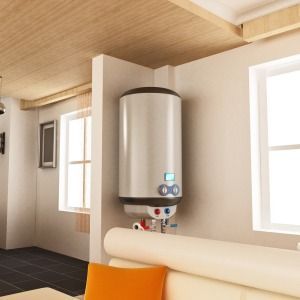 A Living Room With a Couch and a Water Heater on the Wall — FNQ Hot Water In Mareeba, QLD