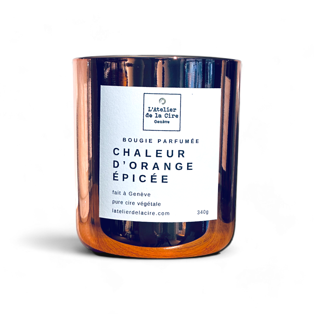 Copper candle labeled