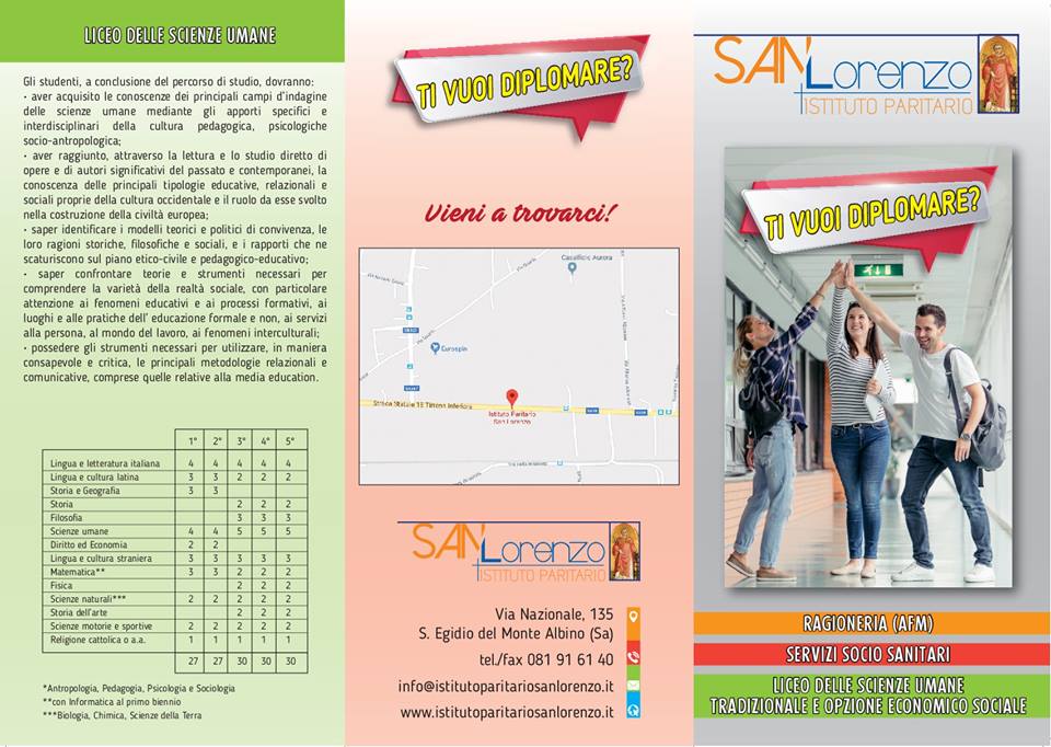 Dépliant informativo di un istituto superiore