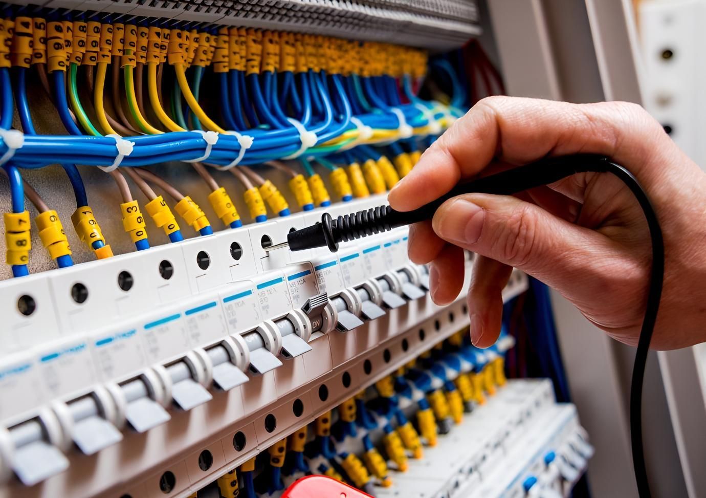 A Person Is Working On An Electrical Box With A Pen — Keany's Electrical Service In North Nowra, NSW