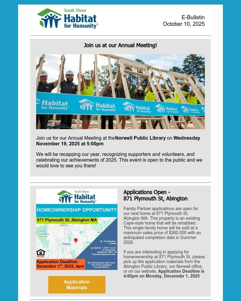 A south shore habitat for humanity newsletter for july 2021