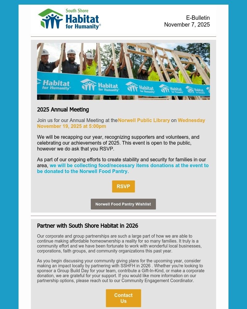 A south shore habitat for humanity newsletter for july 2021