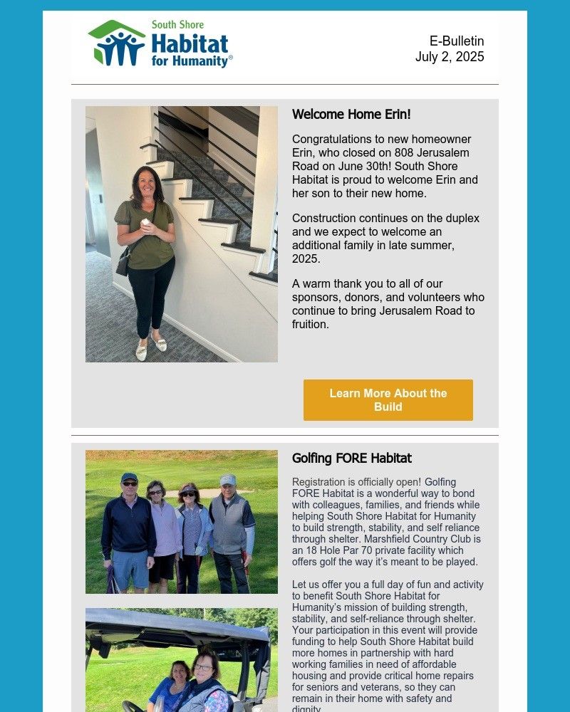 A south shore habitat for humanity newsletter for july 2021