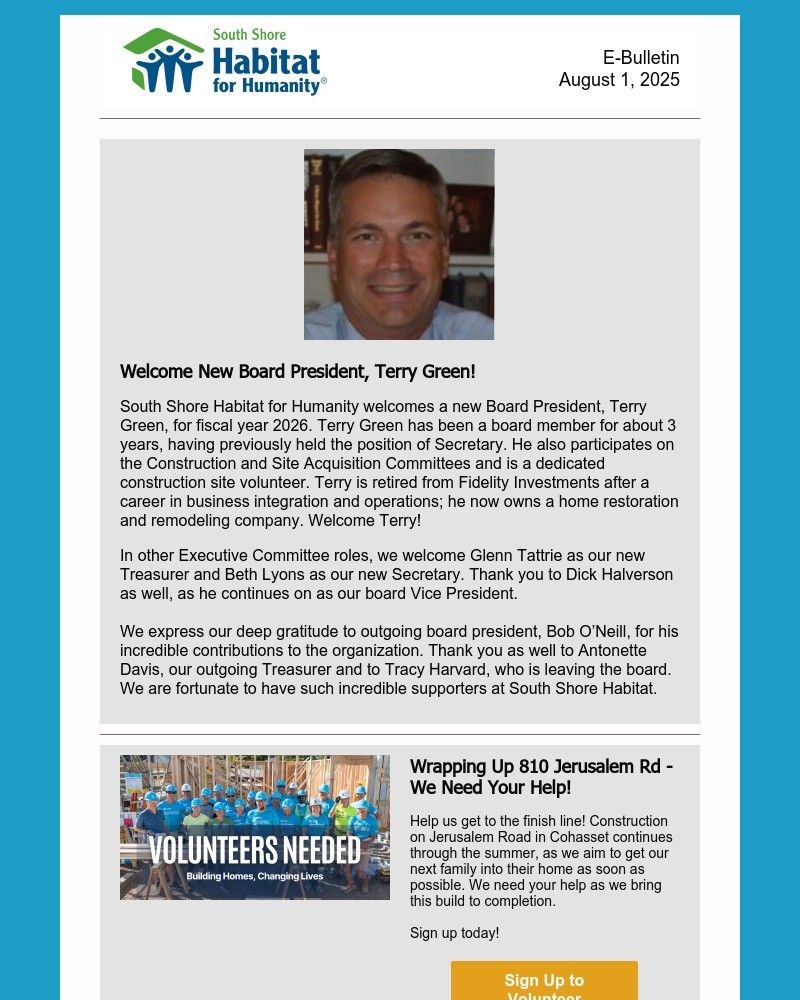 A south shore habitat for humanity newsletter for july 2021