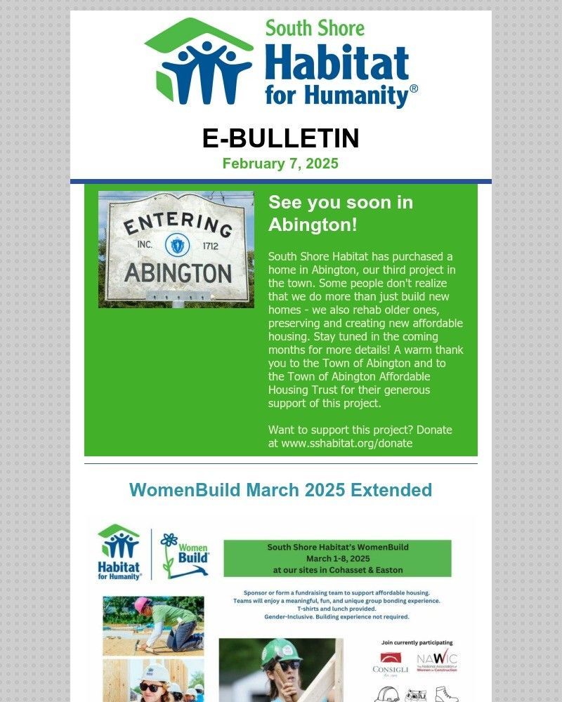 A newsletter from south share habitat for humanity