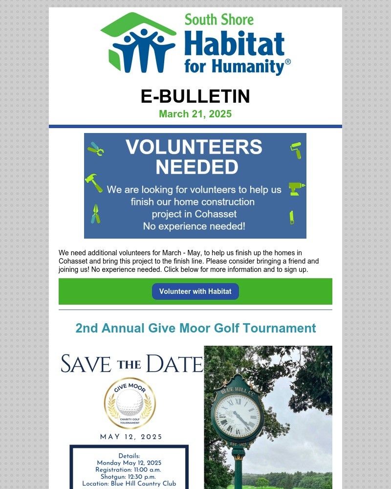 A newsletter from south share habitat for humanity
