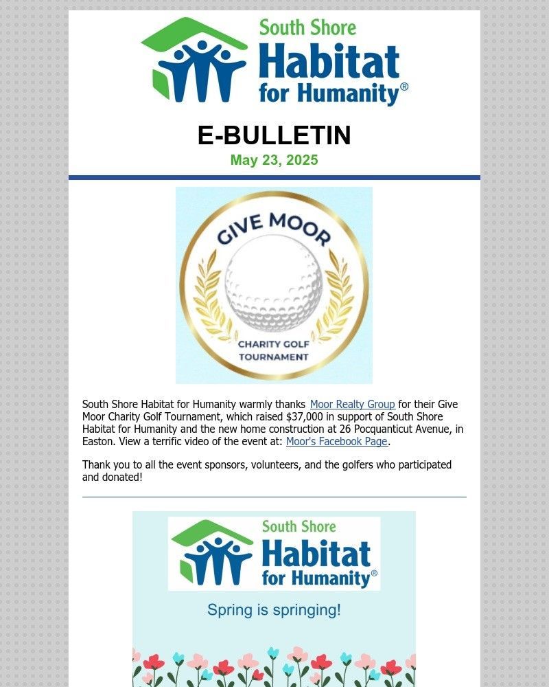 A newsletter from south share habitat for humanity