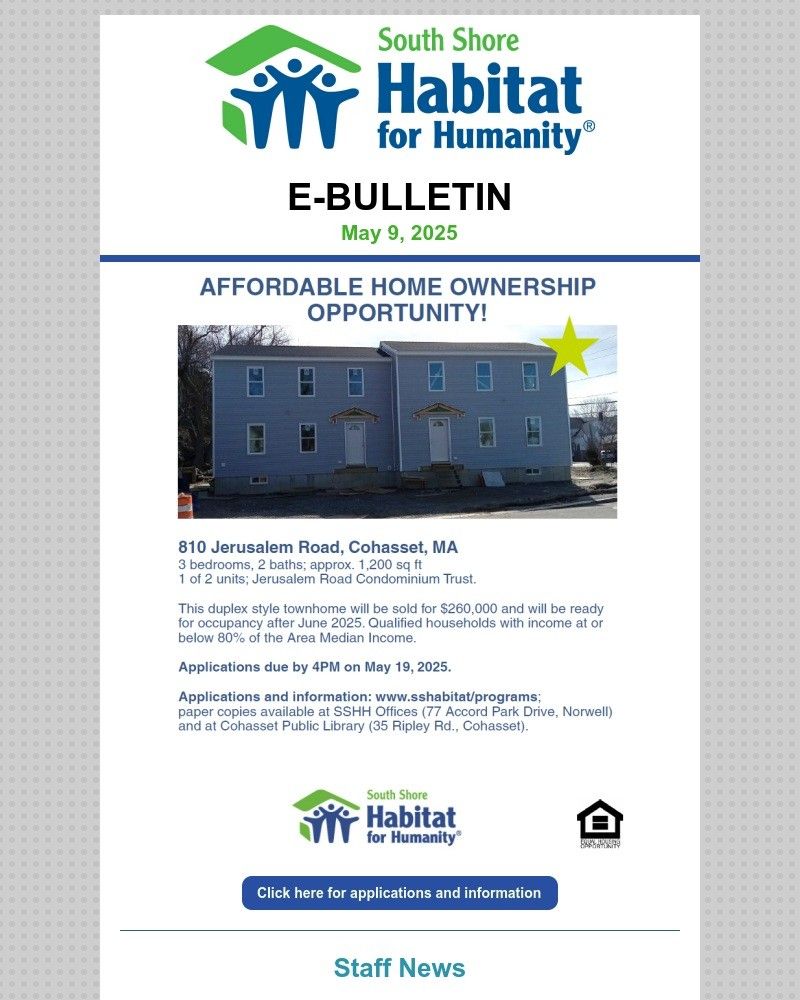 A south shore habitat for humanity newsletter for july 2021
