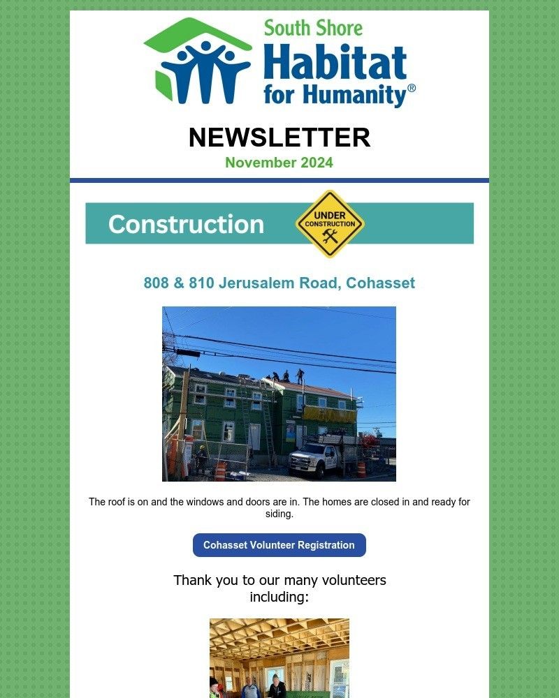 A newsletter from south share habitat for humanity