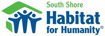 The logo for south shore habitat for humanity is blue and green.