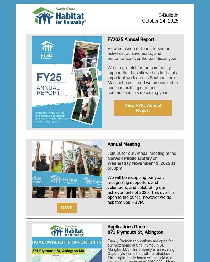 A south shore habitat for humanity newsletter for july 2021