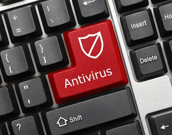 keyboard with antivirus logo